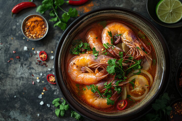 Bowl of Spicy Shrimp Tom Yum Soup