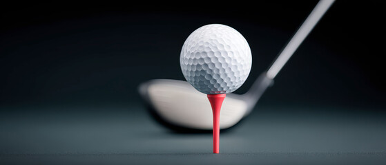 Golf Ball and Tee Close-Up with Red Tee Drop