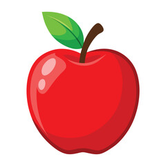 Red apple with green leaf vector illustration isolated on white background