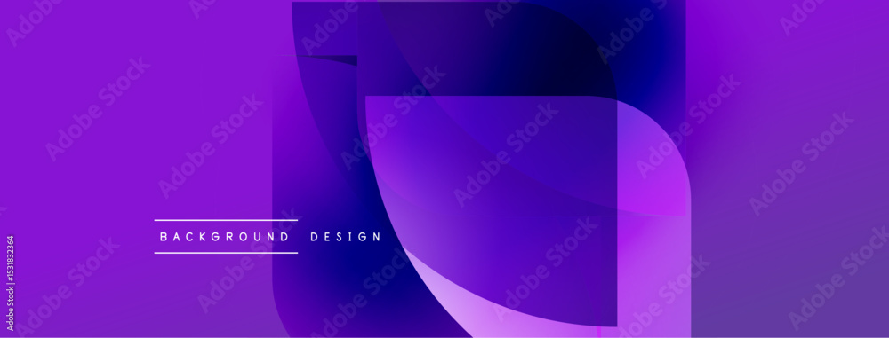 Poster Abstract purple design. Overlapping shapes create dynamic visual effect. Modern, fluid gradients suggest movement, depth.
