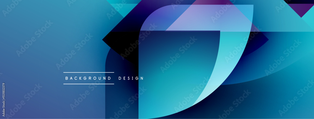 Aufkleber abstract blue design features flowing shapes, gradients. modern aesthetic with layered elements, tex