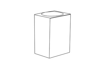 Continuous one line drawing of Rounded containers for gifts. Single line drawing illustration of Rectangular white gloss tin can. Brand box concept vector art. Doodle line illustration.