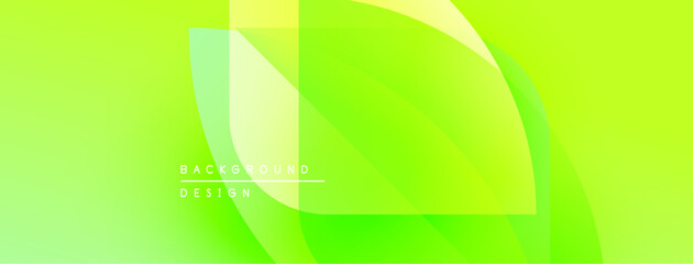 Bright green abstract background. Overlapping shapes create dynamic visual effect. Modern design suitable for digital projects.