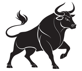 Silhouette of an angry Bull black vector illustration