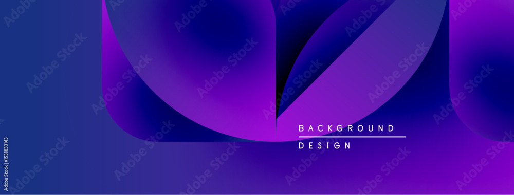 Poster Abstract fluid shapes, vibrant purple, blue gradients. Modern design elements create dynamic visual experience. Text reads background design.