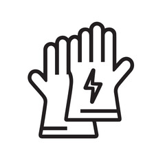 Electrical Safety Gloves Line Icon – Protective Gear for Electrical Work