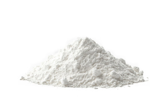 Heap of white powder, flour, or starch pile, baking ingredient, cooking texture, food dust, isolated on transparent background