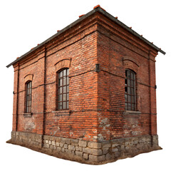 Old Brick Building: Architectural Photography of a Rustic Structure on transparent background