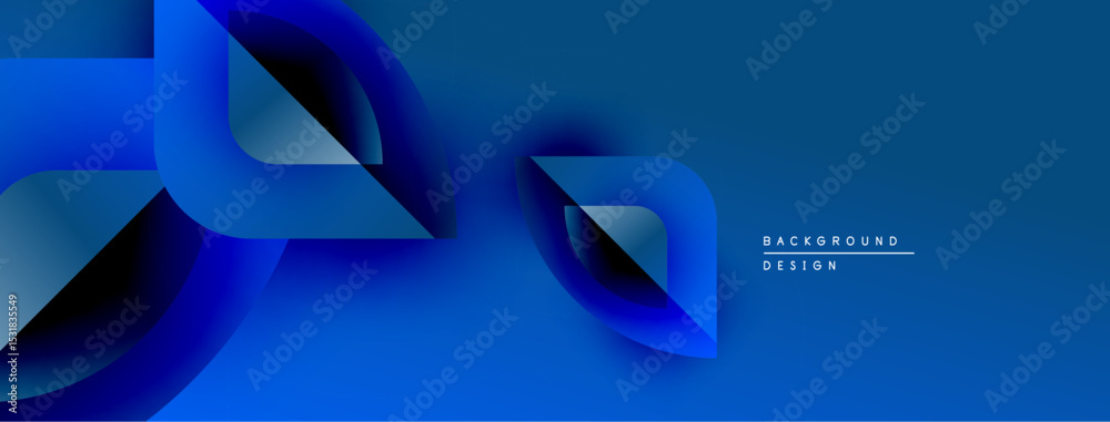 Poster Abstract blue shapes overlap, creating dynamic gradient effect. Modern design suitable for backgrounds, presentations. Simple, clean aesthetic.
