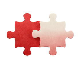 Fototapeta premium Interlocking Red and Pink Puzzle Pieces Collaboration, Connection, and Teamwork Concept