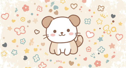 Cute cartoon cat illustration background