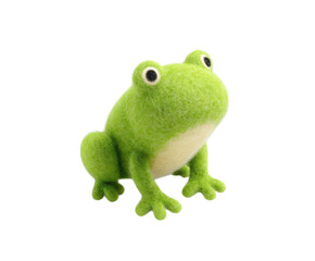 Naklejka premium Adorable Handmade Felted Frog Figurine Cute Green Amphibian Decoration