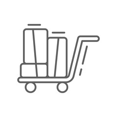 Luggage Cart Icon Thin Line Editable Stroke Outline Style for Airport Baggage Handling and Transport