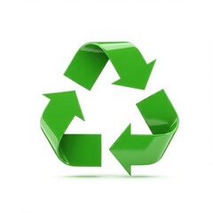 Obraz premium Green recycle symbol isolated on white background. concept of environmental protection and waste management. use cases: eco design, web.