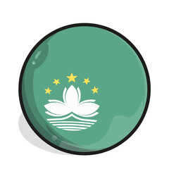 Icon A round Macau flag emblem featuring a white lotus flower above stylized waves and five golden stars on a teal background.