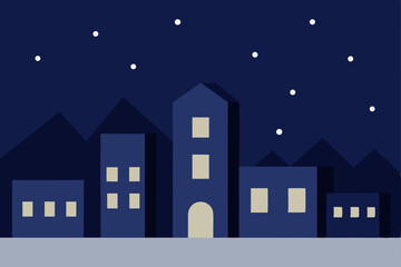 Naklejka premium minimalist vector buildings under snowy gradient n.svg