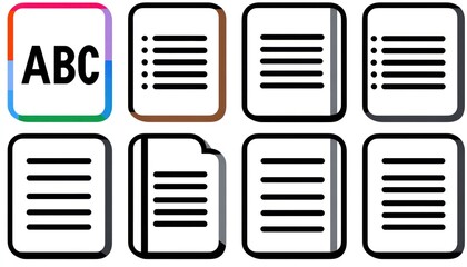 Collection of lined paper and notepad icons