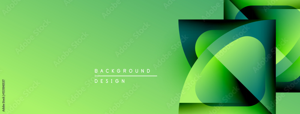 Poster Abstract green gradient shapes overlap. Modern design, vibrant colors, smooth transitions create dynamic visual effect. Minimalist style.