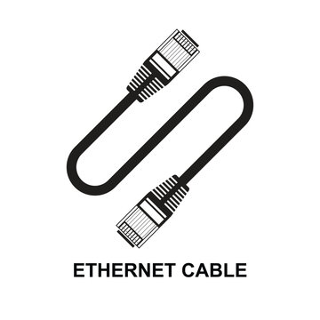 Ethernet cable icon.  Ethernet cable for local internet network connection isolated on background vector illustration.