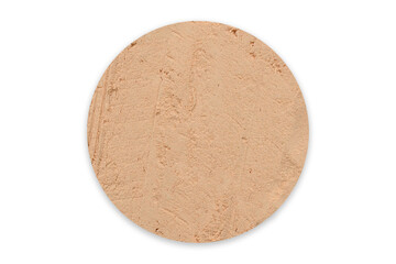 Organic Sweet Potato Powder Isolated on White Background. Close-up image of finely ground organic sweet potato powder in a circular shape. Ideal for culinary, health food, natural ingredient concepts.