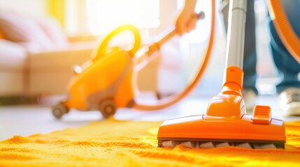 Vacuuming for a Clean Home: Close-Up View