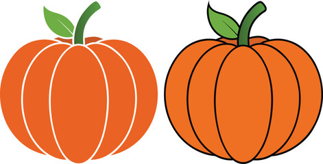 Thanksgiving pumpkin vector illustration. Orange Halloween decoration concept