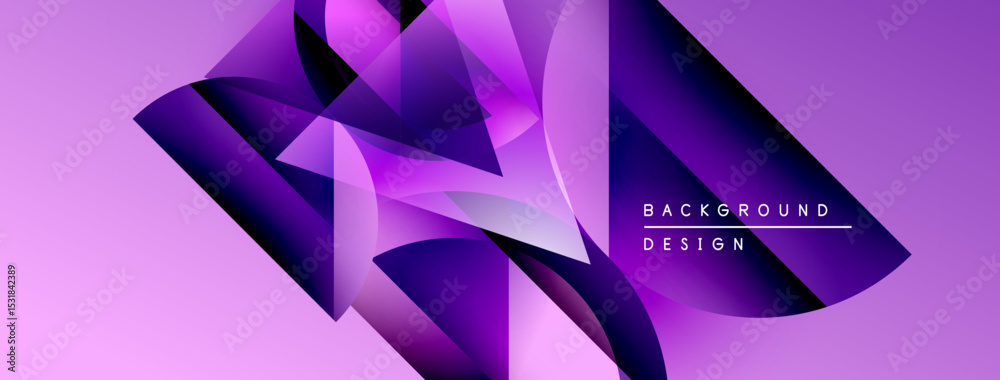 Aufkleber Abstract purple design features geometric shapes, gradients, dynamic composition. Modern background suitable for digital projects.