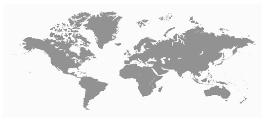 Map of world black and white, world map picture, world map vector image, modern world map, Illustration, eps 10, worldwide, all continents, all countries, worldwide project