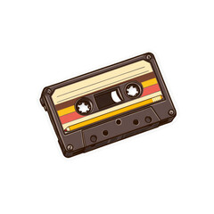 Fototapeta premium Stylized audio cassette tape illustration, vintage media technology concept