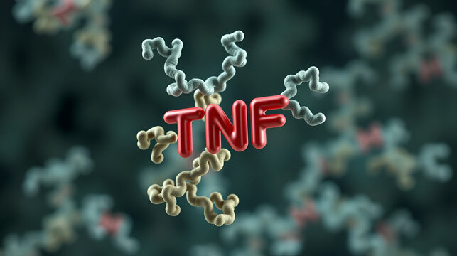 Tumor necrosis factor alpha (TNF) cytokine protein molecule, 3D rendering.