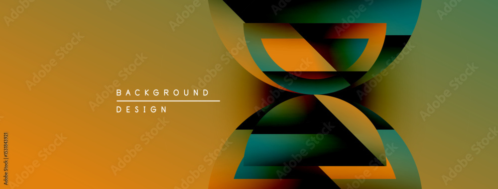 Poster Abstract geometric design. Gradient colors blend, creating dynamic visual effect. Modern background suitable for various projects.
