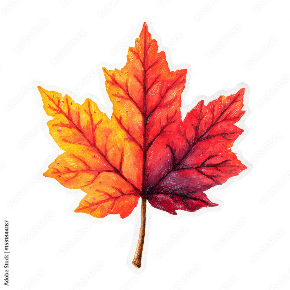 Poster autumn foliage delight: a captivating maple leaf displaying rich colors