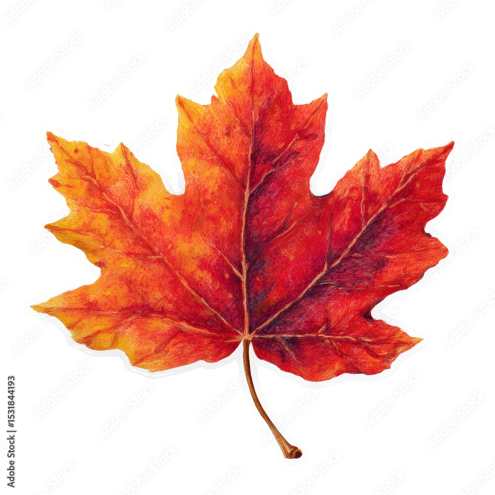 Poster captivating autumnal maple leaf isolated on a pristine white canvas artwork