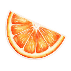 Vibrant Watercolor Illustration of a Juicy Orange Slice on a Clean Background