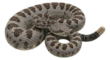 Detailed View of a Rattlesnake Coiled in a Defensive Posture
