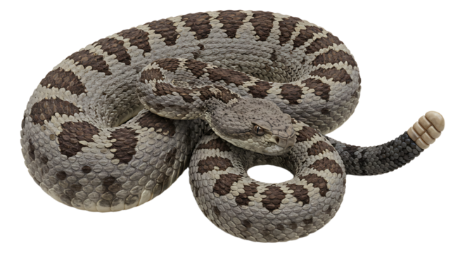 Detailed View of a Rattlesnake Coiled in a Defensive Posture