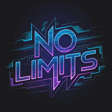No limits neon glowing typography graphic design illustration for motivation and inspiration art work ,Vector art