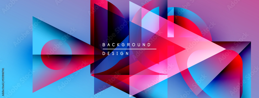 Aufkleber Abstract geometric shapes overlap, creating vibrant color gradients. Modern design elements suggest dynamic visual experience.