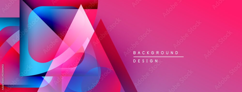 Aufkleber Abstract geometric shapes, vibrant colors, pink gradient. Modern design elements create dynamic visual impact. Background texture visible.