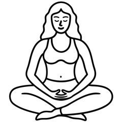 Woman in Yoga Pose, Line Art Illustration