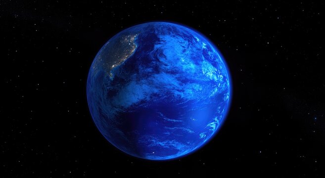 Earth globe in space, night view