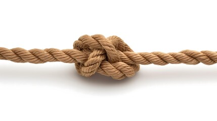  a clove hitch knot in synthetic rope, isolated on a white background