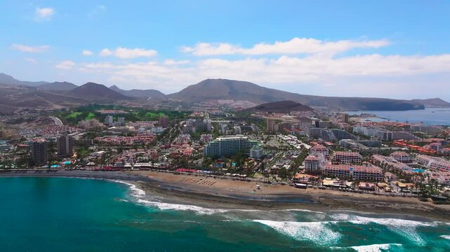 Coastal city view of Troya beach in the Canary Islands on a sunny day