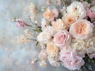 Elegant Floral Arrangement with Pastel Roses and Delicate Blooms