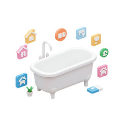 3D Bathtub Smart Home Illustration