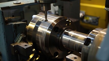 Close-up of internal turning operation on a lathe, showcasing a cutting tool shaping the inner diameter of a metal pipe or cylinder