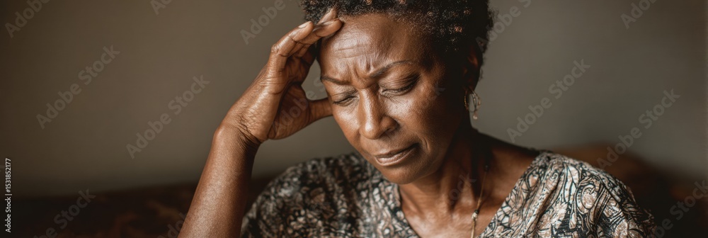 Poster Signs of Burnout in Caregivers From Underserved Groups Illustrated Through a Womans Expression of Stress and Concern in a Quiet Indoor Setting