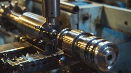 Close-up of internal turning operation on a lathe, showcasing a cutting tool shaping the inner diameter of a metal pipe or cylinder