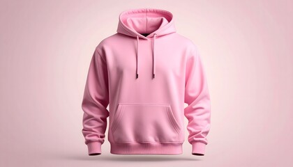 Stylish pink hoodie mockup, studio shot with gradient background