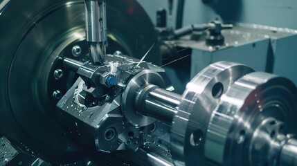 Close-up of internal turning operation on a lathe, showcasing a cutting tool shaping the inner diameter of a metal pipe or cylinder